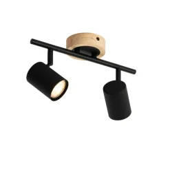 Moderne spot zwart met hout kantelbaar 2-lichts - Jeana