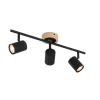 Moderne spot zwart met hout kantelbaar 3-lichts - Jeana