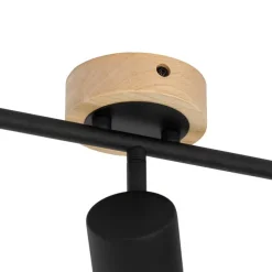 Moderne spot zwart met hout kantelbaar 3-lichts - Jeana