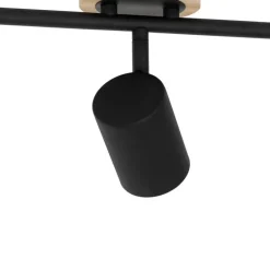 Moderne spot zwart met hout kantelbaar 3-lichts - Jeana