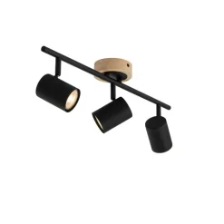 Moderne spot zwart met hout kantelbaar 3-lichts - Jeana