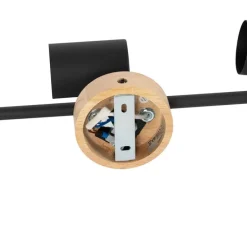 Moderne spot zwart met hout kantelbaar 3-lichts - Jeana