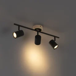 Moderne spot zwart met hout kantelbaar 3-lichts - Jeana