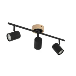 Moderne spot zwart met hout kantelbaar 3-lichts - Jeana