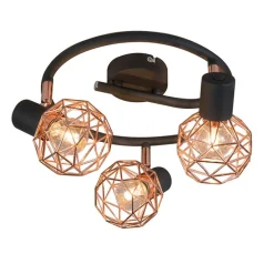 Moderne spot zwart met koper 3-lichts - Mesh