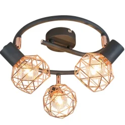Moderne spot zwart met koper 3-lichts - Mesh