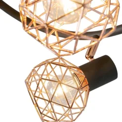 Moderne spot zwart met koper 3-lichts - Mesh