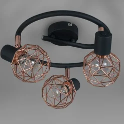 Moderne spot zwart met koper 3-lichts - Mesh