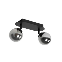 Moderne spot zwart met smoke glass 2-lichts - Athens