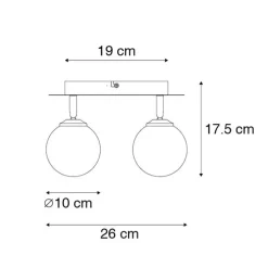 Moderne spot zwart met smoke glass 2-lichts - Athens