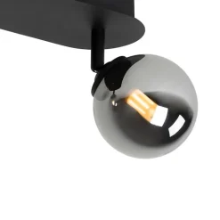 Moderne spot zwart met smoke glass 2-lichts - Athens