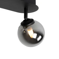 Moderne spot zwart met smoke glass 2-lichts - Athens