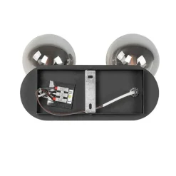 Moderne spot zwart met smoke glass 2-lichts - Athens