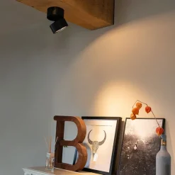 Moderne spot zwart rond verstelbaar - Go Nine