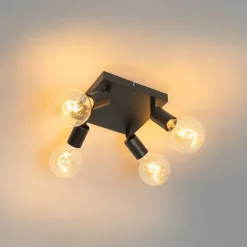 Moderne spot zwart vierkant 4-lichts - Facil