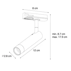 Moderne spot zwart voor railsysteem 1-fase- Iconic Ivy