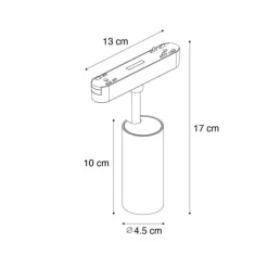 Moderne spot zwart voor railsysteem 1-fase 9W 3000K - Magnetic Gert