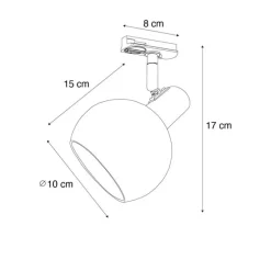 Moderne spot zwart voor railsysteem 1-fase- Iconic Lava