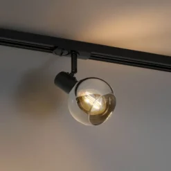 Moderne spot zwart voor railsysteem 1-fase- Iconic Lava