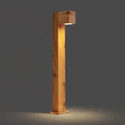 Moderne staande buitenlamp aluminium met hout print 65cm IP44 - Baleno