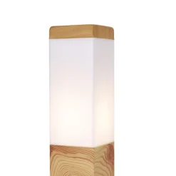 Moderne staande buitenlamp staal met hout print 45cm IP44 - Malois