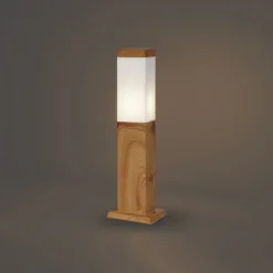 Moderne staande buitenlamp staal met hout print 45cm IP44 - Malois