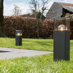 Moderne staande buitenlamp 30 cm donkergrijs IP44 - Denmark