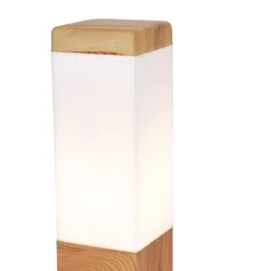 Moderne staande buitenlamp staal met hout print 80cm IP44 - Malois