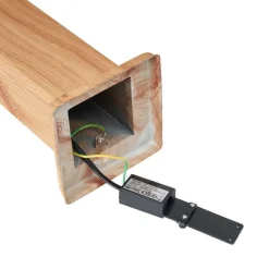 Moderne staande buitenlamp staal met hout print 80cm IP44 - Malois