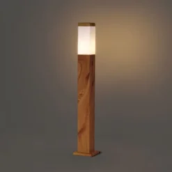 Moderne staande buitenlamp staal met hout print 80cm IP44 - Malois