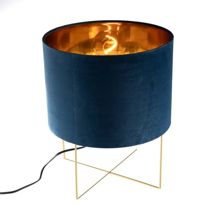 Moderne tafellamp blauw met goud - Rosalina