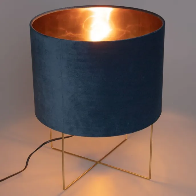 Moderne tafellamp blauw met goud - Rosalina