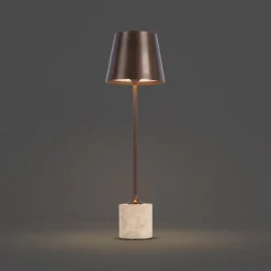 Moderne tafellamp donker brons 37 cm incl. LED dimbaar IP54 oplaadbaar - Topi