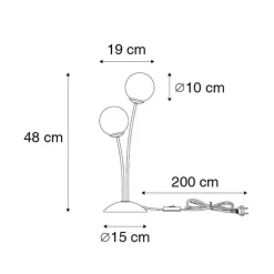 Moderne tafellamp goud 2-lichts met smoke glas - Athens