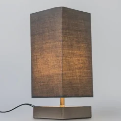 Moderne tafellamp grijs met staal - Milo