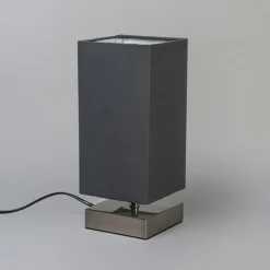 Moderne tafellamp grijs met staal - Milo