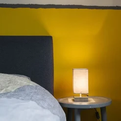 Moderne tafellamp grijs met staal - Milo