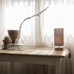 Moderne tafellamp grijs met staal - Milo