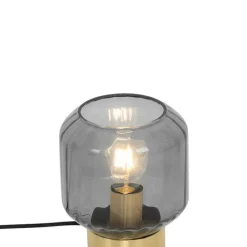 Moderne tafellamp messing met smoke glas - Stiklo