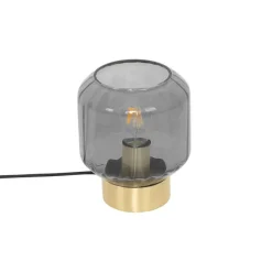 Moderne tafellamp messing met smoke glas - Stiklo
