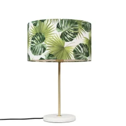 Moderne tafellamp messing met leaf kap 35 cm - Kaso