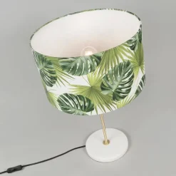 Moderne tafellamp messing met leaf kap 35 cm - Kaso