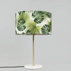 Moderne tafellamp messing met leaf kap 35 cm - Kaso