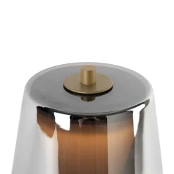 Moderne tafellamp mushroom goud met smoke glas incl. LED - Jent