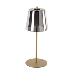 Moderne tafellamp mushroom goud met smoke glas incl. LED - Jent