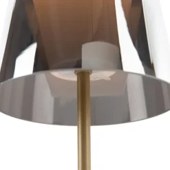 Moderne tafellamp mushroom goud met smoke glas incl. LED - Jent