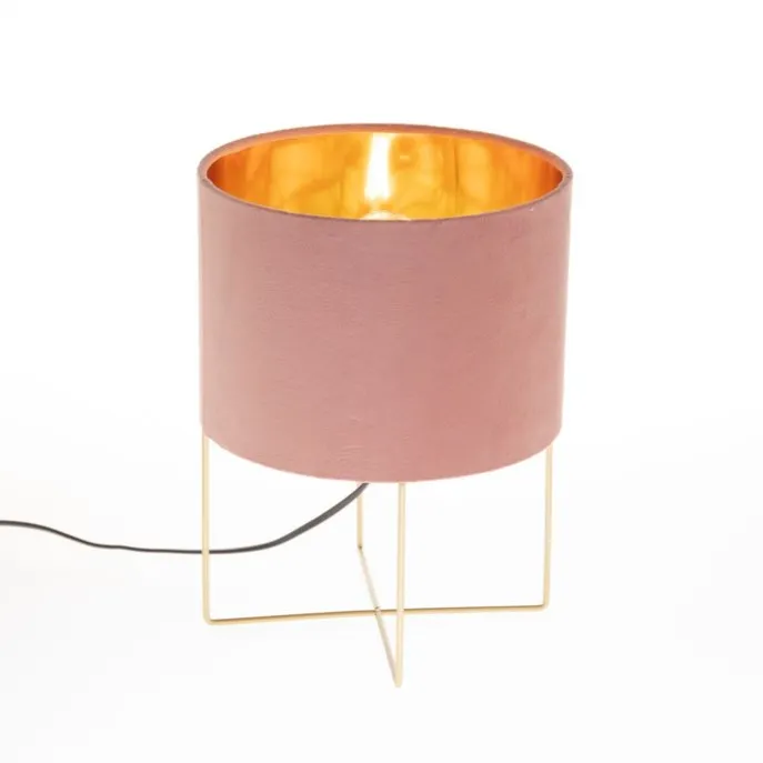 Moderne tafellamp roze met goud - Rosalina