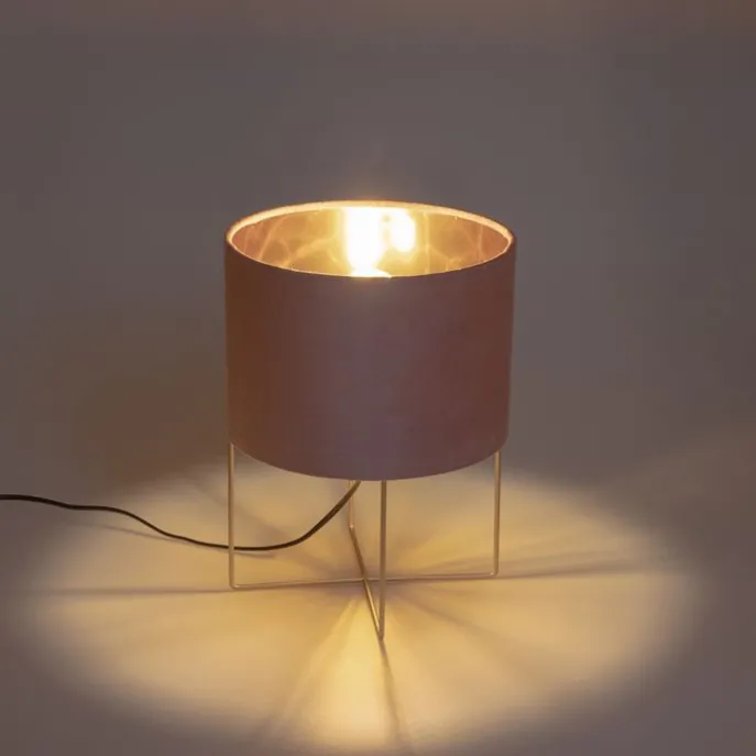 Moderne tafellamp roze met goud - Rosalina