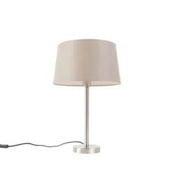 Moderne tafellamp staal met taupe kap 35 cm - Simplo