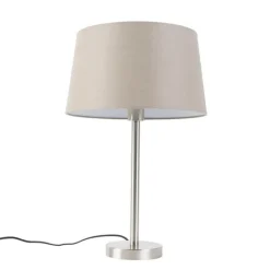 Moderne tafellamp staal met taupe kap 35 cm - Simplo